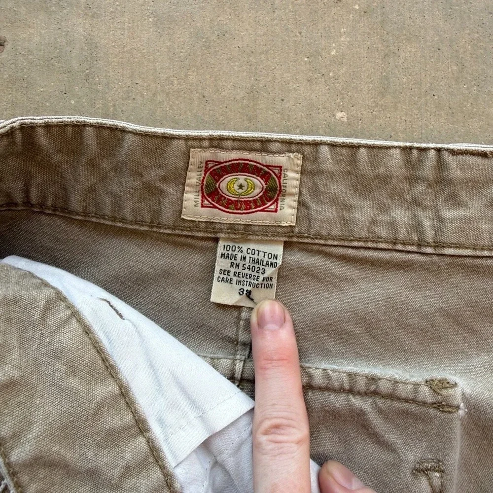 Vintage Banana Republic Khaki Utility Chino Pants Tan Pleated Straight Leg 38